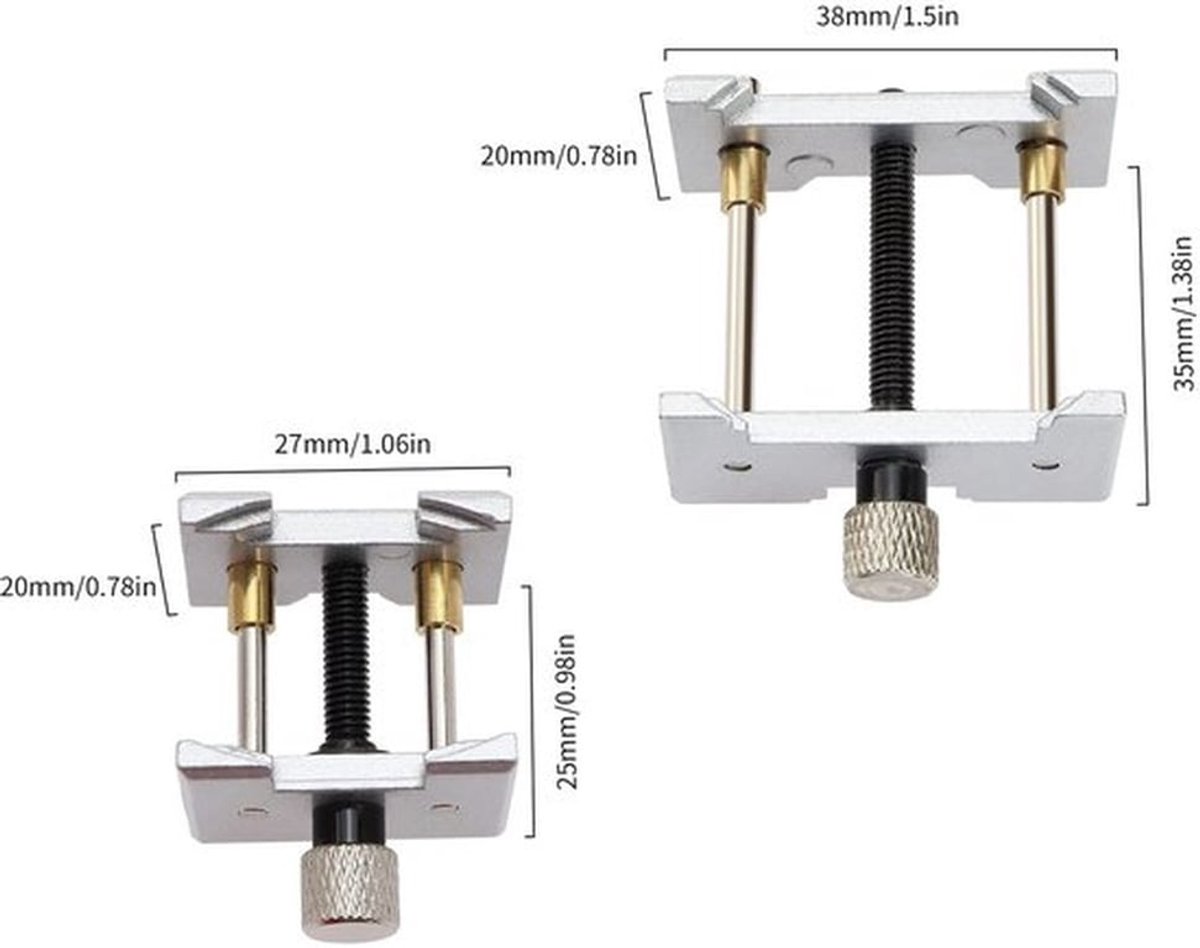 Horlogehouder Verstelbaar - Horloge Houder - Multifunctioneel Gereedschap - Reparatie Tool - Slijtvast Legering - 2 Stuks - Horloge Klem
