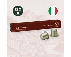 Battito 'Lorena' Italiaanse koffiecups - Lungo en Cappuccino - Intensiteit 7/10 - Ambachtelijke kwaliteit uit Napels, Italië - 120 capsules