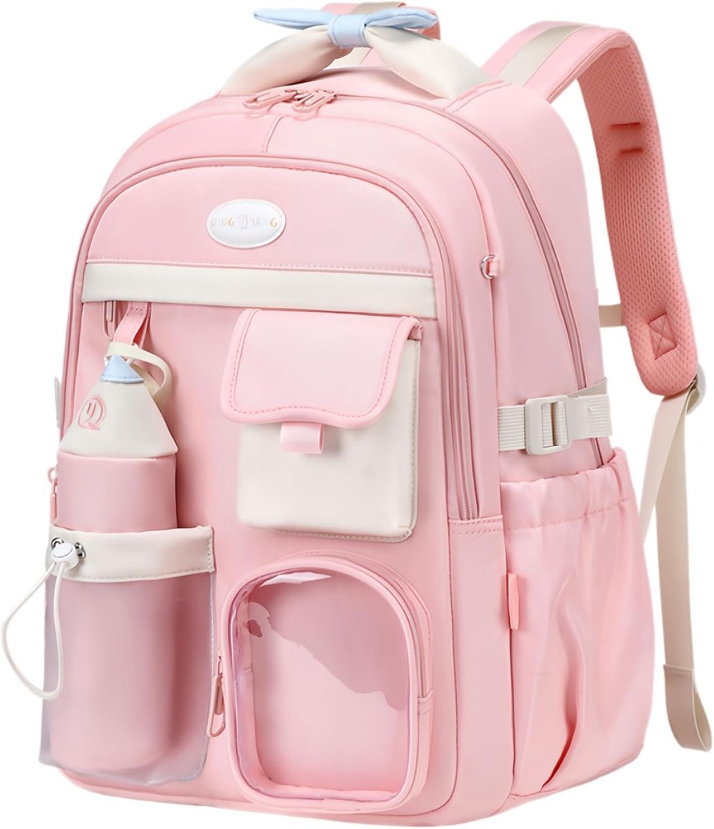 KZQ 23L schoolrugzak voor meisjes met etui - Ergonomisch met verstelbare borstriem - Gepadderd laptopvak tot 15.6 inch - Geschikt voor dagelijks gebruik - Roze