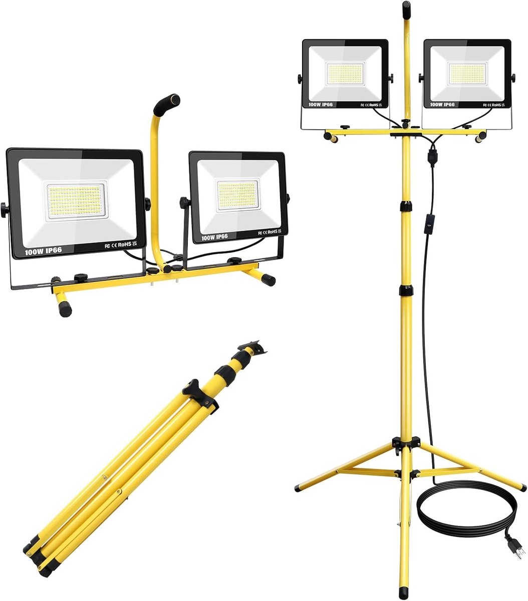 Led-werklamp - Wit - 200 W - Waterdichte Bouwlamp met Statief - Voor Binnen en Buiten