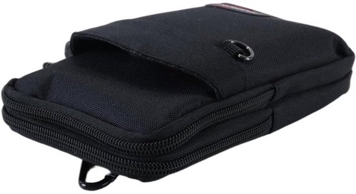 Telefoontas 18,2 cm - Crossbody Tas - 3 Compartimenten - Zwart - Geschikt voor Reizen/Wandelen/Fietsen - Schoudertas
