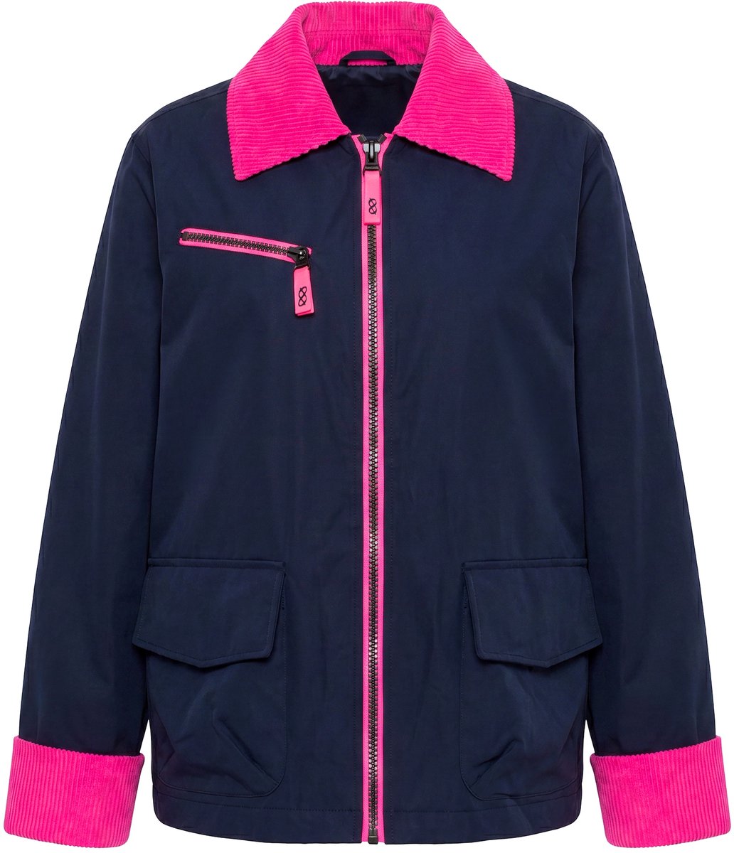 Laurasøn - Dames - Katoenen jas corduroy kraag - Marine - Maat 44+