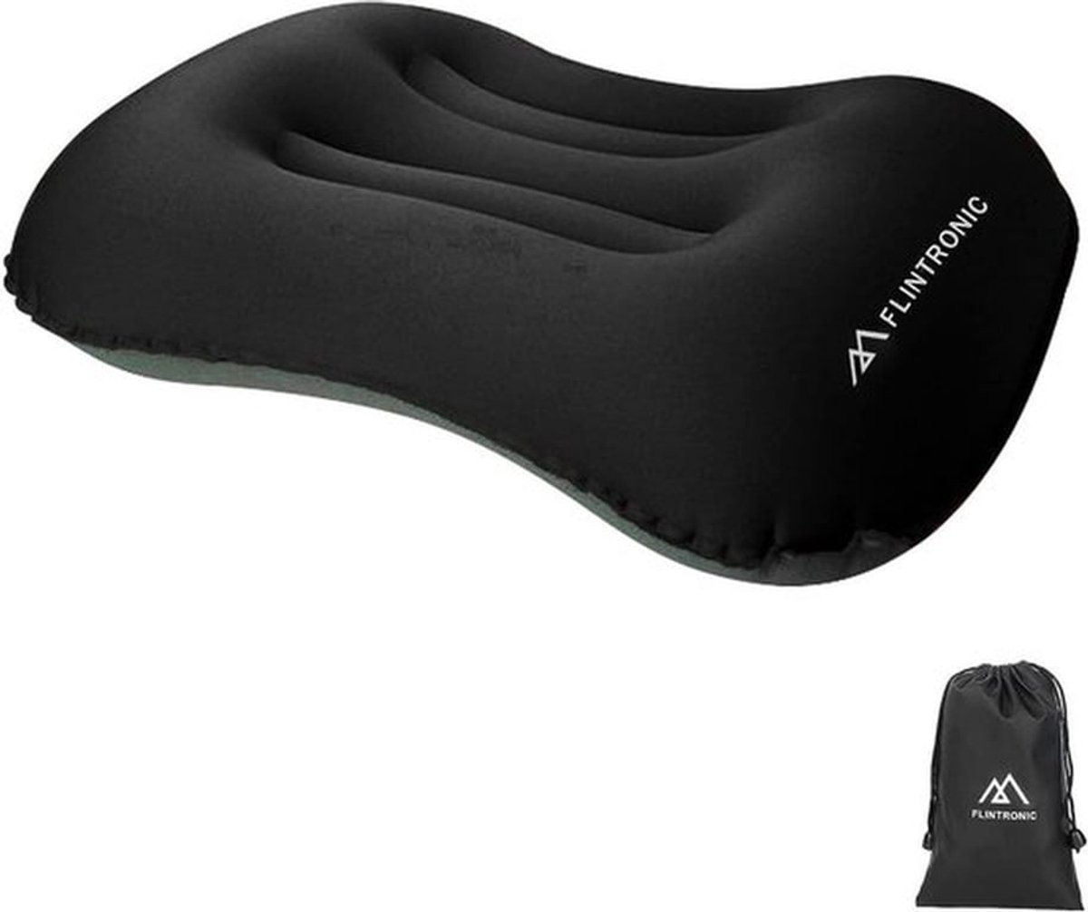 Campingkussens, opblaasbaar reiskussen voor nek, ultralicht strandkussen met opbergzakken, opblaaskussens, ergonomisch luchtkussen voor nek- en lendensteun - comfort op reis/strand/camping (zwart)