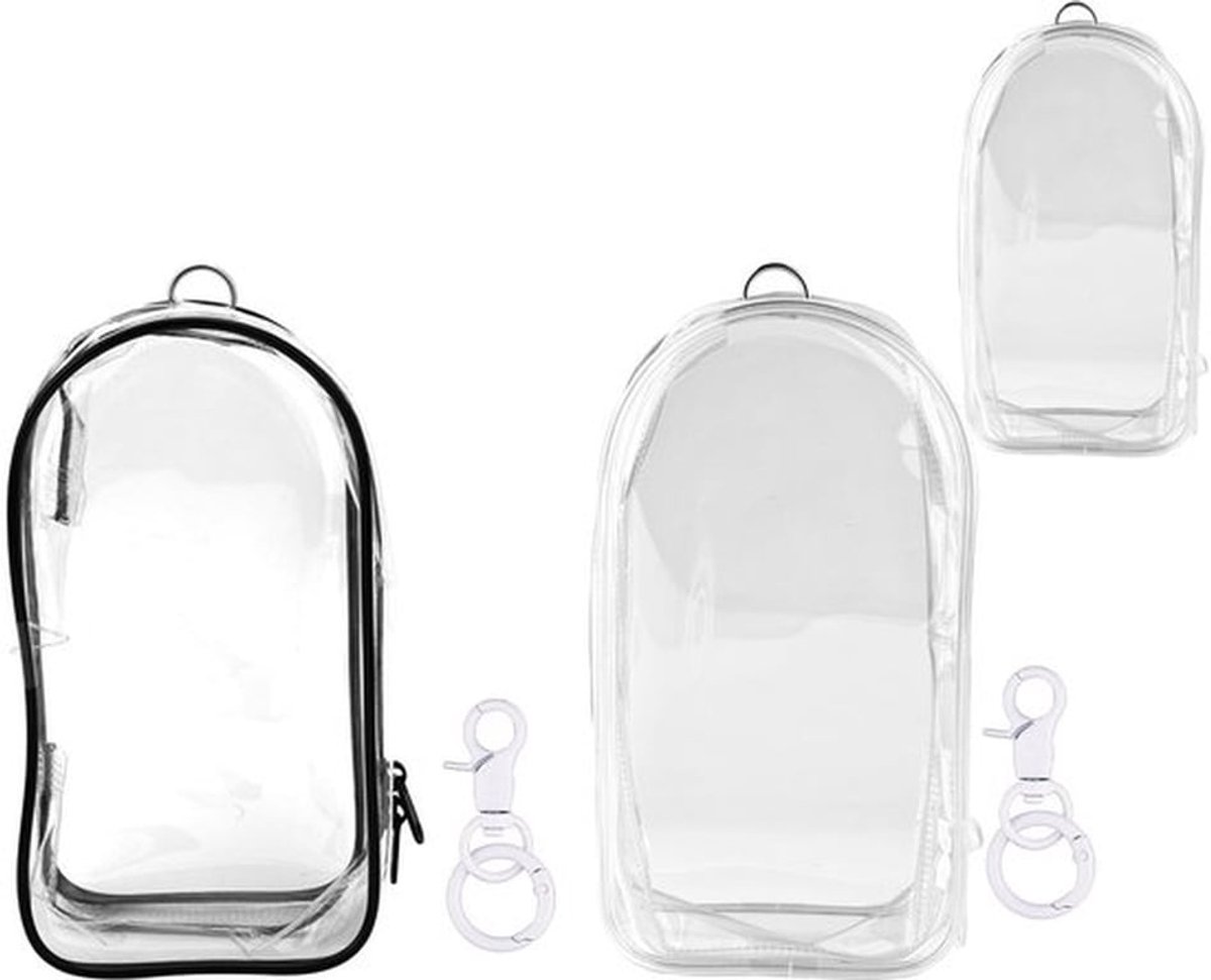 Poppentas Waterdicht - 2 Stuks - PVC - Sleutelhangers - Pompons - Afmetingen 19,5x10,5x5,5 cm - Displaytas