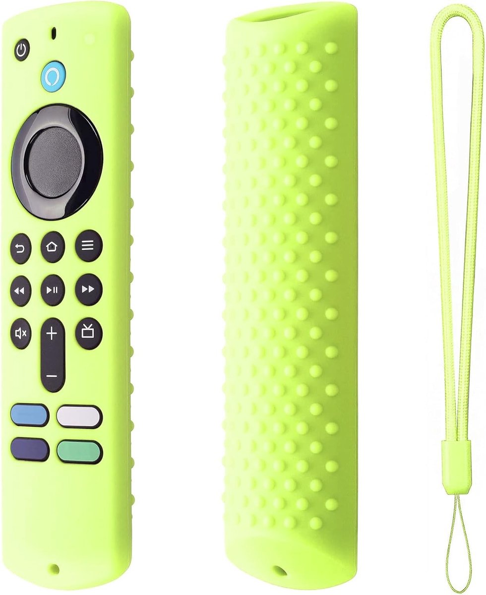 Siliconen Afdekking voor Afstandsbediening, Anti-slip Beschermhoes met Koord voor Fire TV Stick, Duurzame en Flexibele Case (Groen)