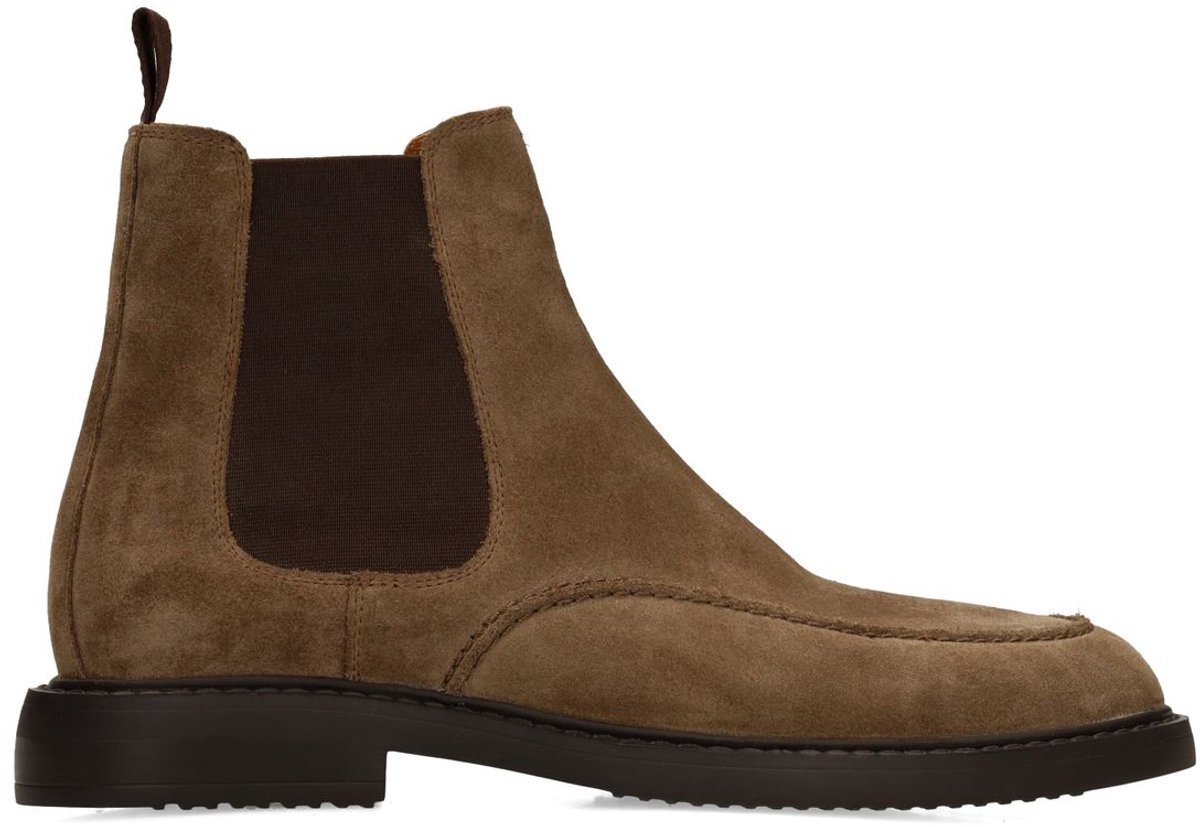 Manfield - Heren - Taupe suède chelsea boots - Maat 46