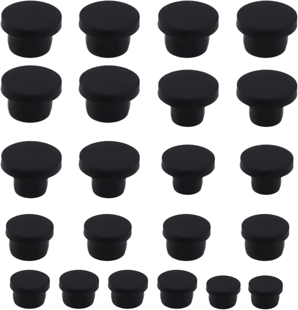 Set van 26 Siliconen Stoppen met Gaten, 13 Maten (2.7 - 8.5 mm), Zwart, Universele Rubber Stoppen voor Flessen, Buizen en Meubels, Ideale Oplossing tegen Lekkage en Verlies