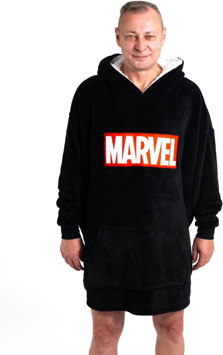 Oversized Hoodie Blanket met Mouwen en Kap - Zwart