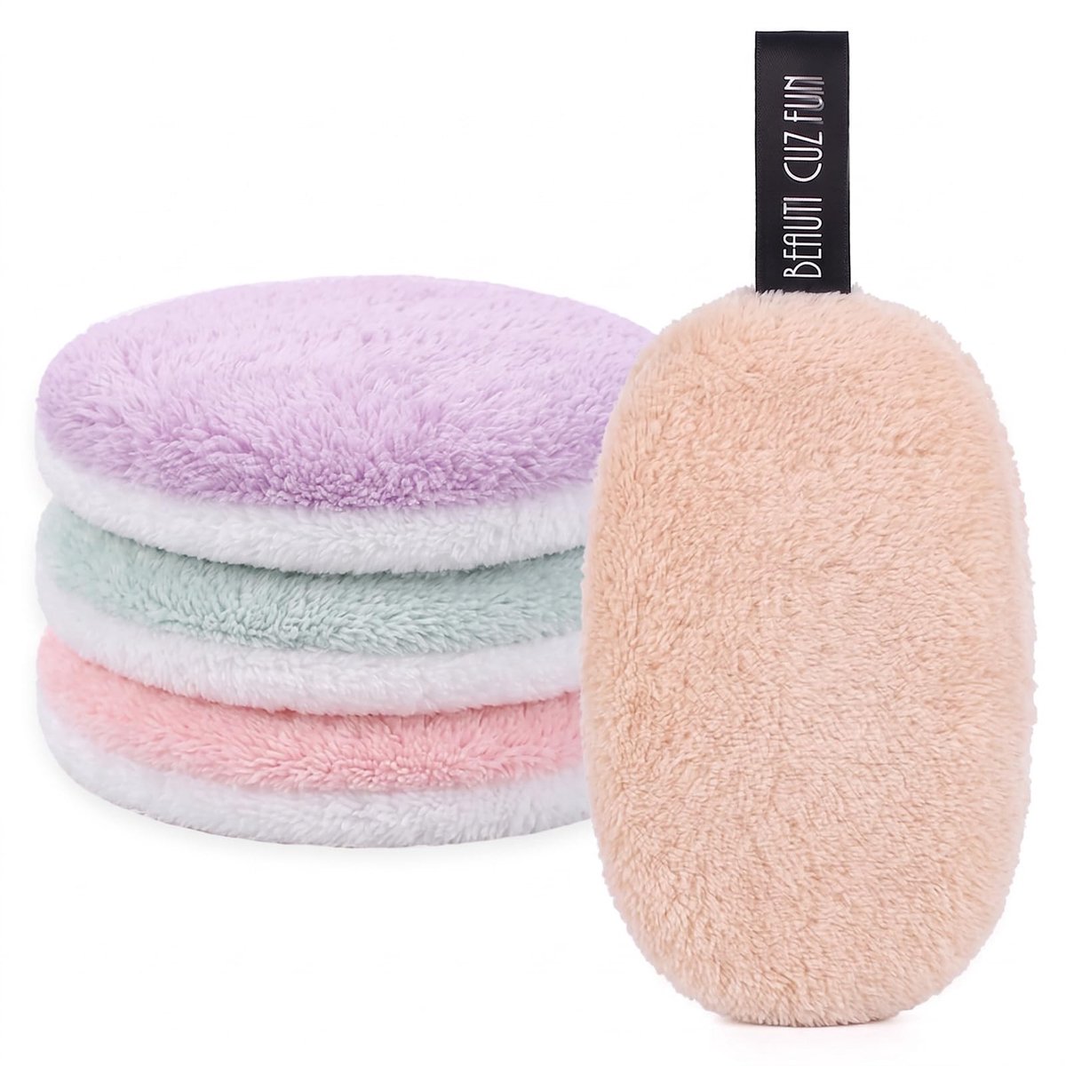 Set van 4 Herbruikbare Make-up Verwijderpads - Katoen in Verschillende Kleuren