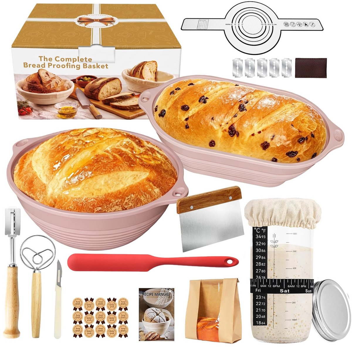 Bakset 18-delig - Inclusief fermentatie manden en accessoires