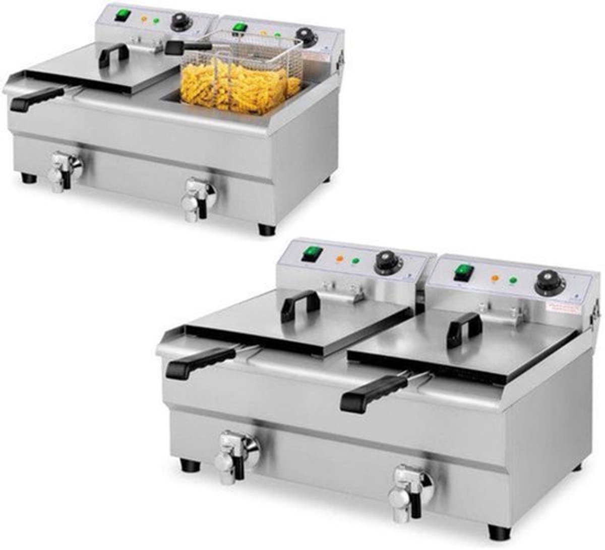 Friteuse – Frituurpan – Dubbele Frituurpan – Elektrische Friteuse – Kookapparaat – 2 x 13L Capaciteit – 2 x 3200W Vermogen