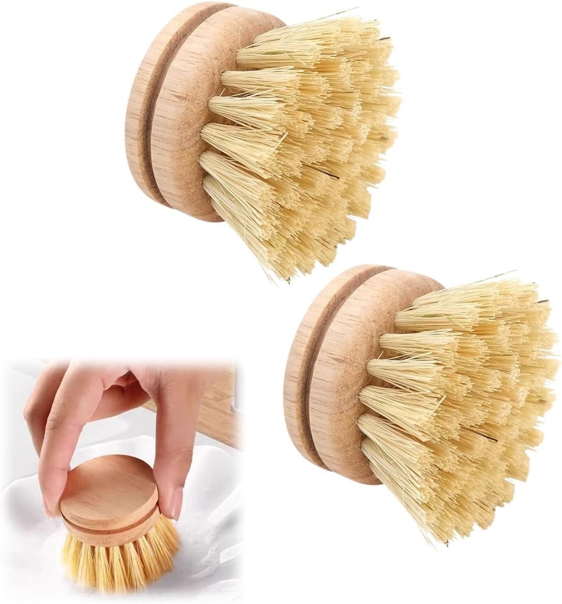 Duurzame afwasborstels van bamboe en sisal, 2 stuks voor ecologische reiniging in keuken en camping