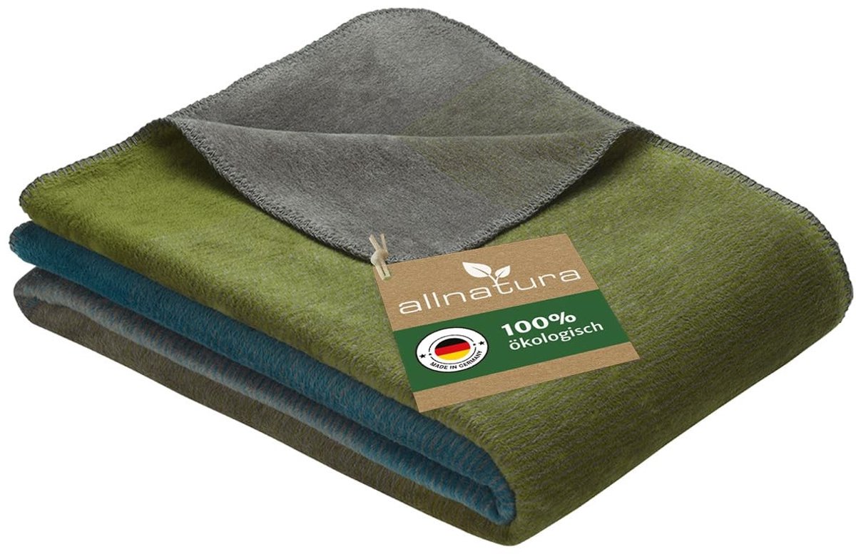 Fluffy katoenen plaid - Blauw/Groen - 140 x 200 cm