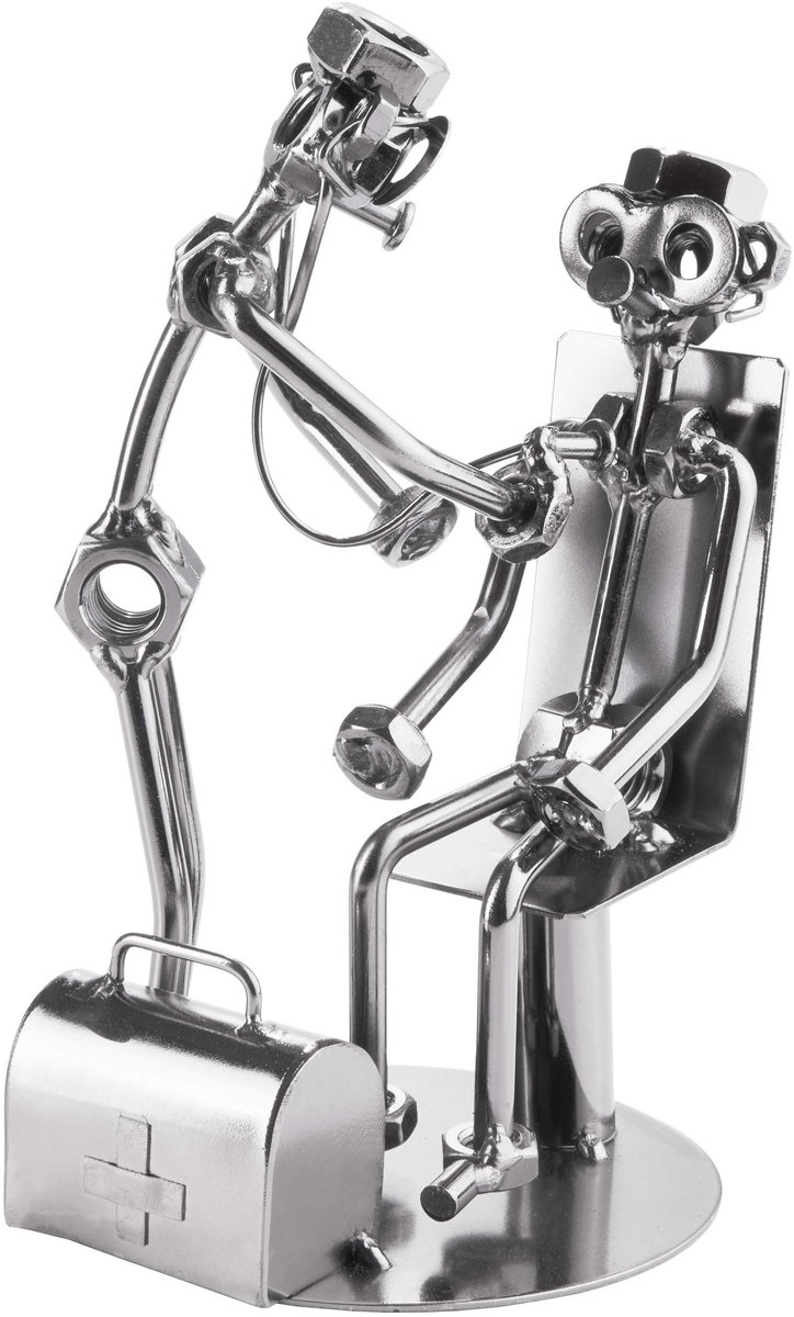 Handmade IJzeren Beeld van Dokter met Patiënt - Decoratief Kunstobject