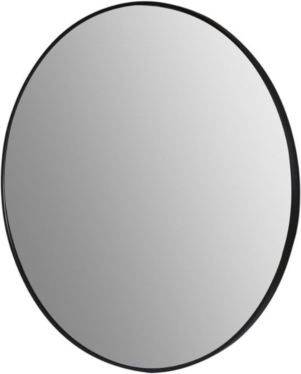 Ronde Wandspiegel 80 cm - Zwart Metal met Veiligheidsglas voor Badkamer of Woonkamer
