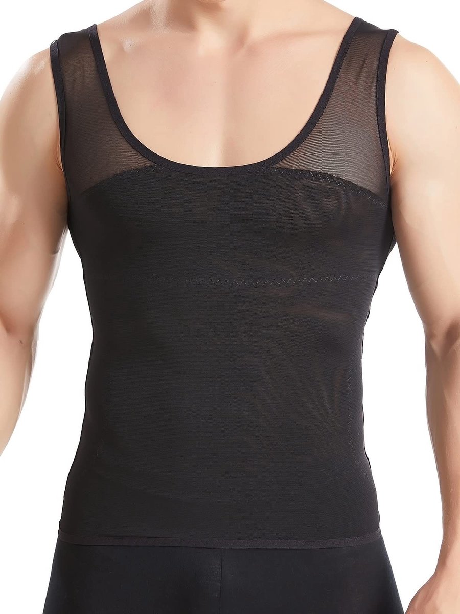 Compressieondergoed Tanktop Heren - Buikcorrigerend en figuurvormend zwart