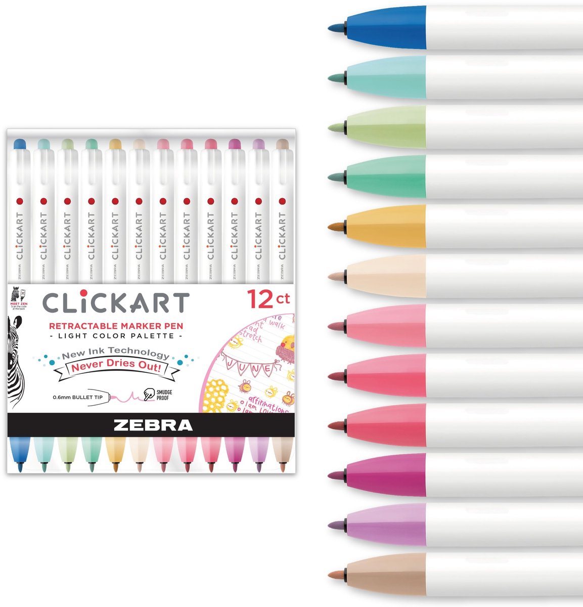 Marker Set met 12 Assorted Lichtere Inktkleuren - Fijne Punt 0.5 mm