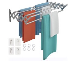 ZRNS® Wasrek Hangend - Droogrek - Voor Deur Radiator of Balkon - Inklapbaar - Zilver