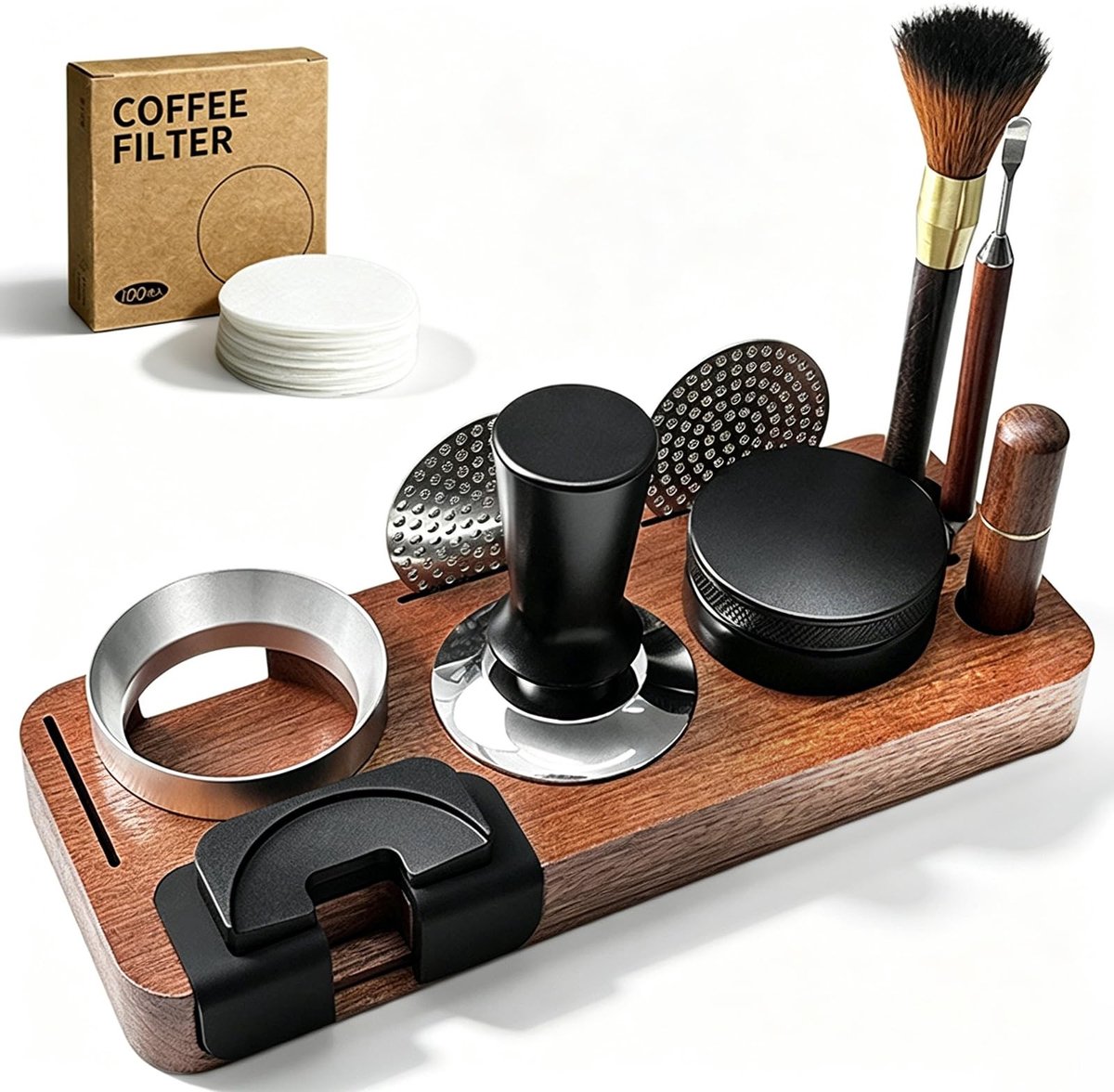 10-delige koffiestamperset met tamperstation en accessoires voor espressomachine