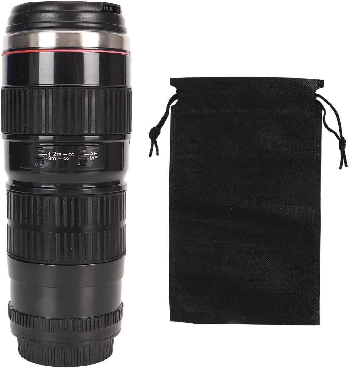 Isolerende Koffiemok met Camera Lens Design, RVS Met Afsluitbare Deksel, Perfect voor Reizen, Cadeau voor Fotoliefhebbers en Koffie Drinkers