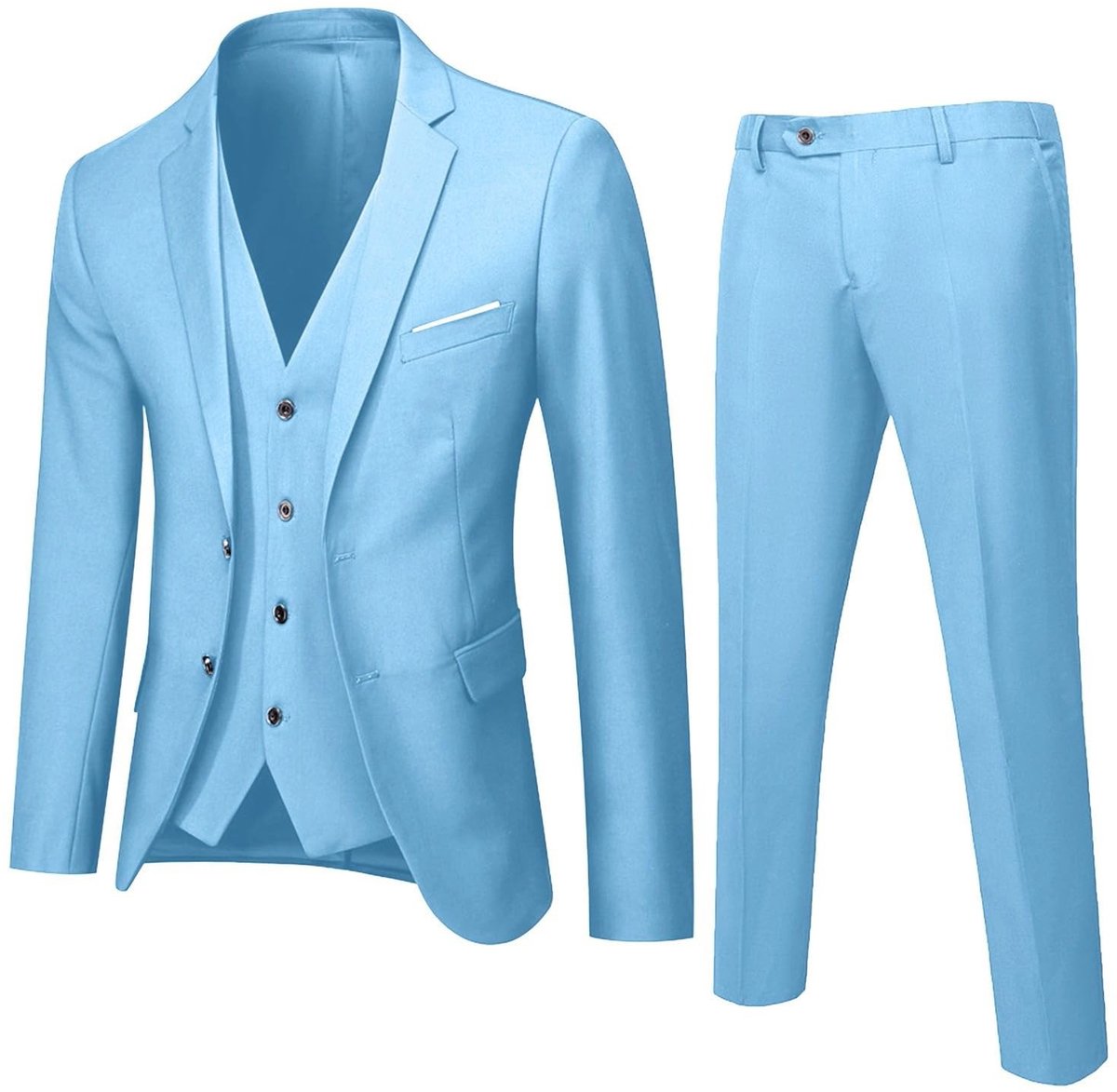 Heren Pak Slim Fit - 3 Delen Blauw