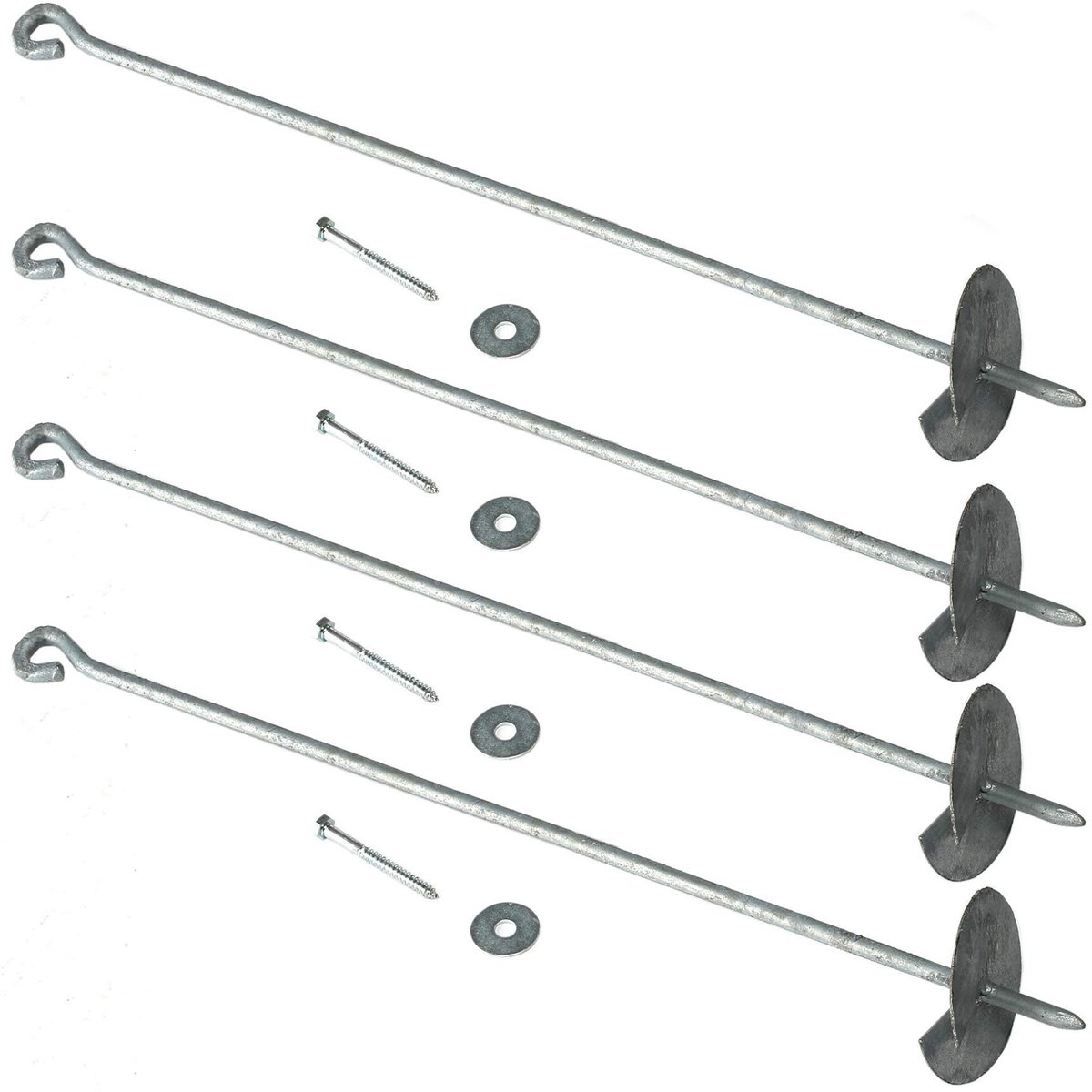 Set van 4 Grondankers - Gegalvaniseerd - 60 cm