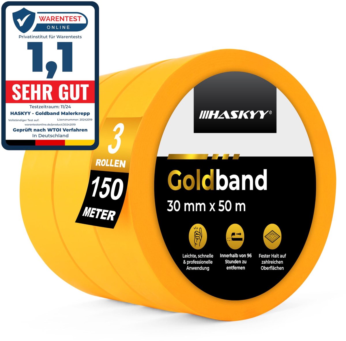 Maskingtape Set van 3 - Sterke Hechting en Scherpe Rand - 30mm x 50m