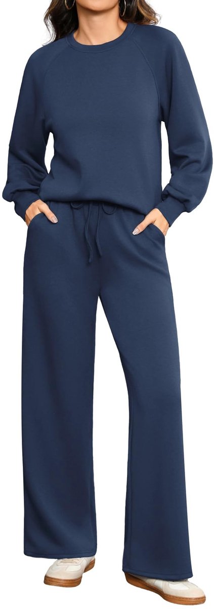Sportieve Sweatshirt en Broek Set - Comfortabel en Casual - Donkerblauw