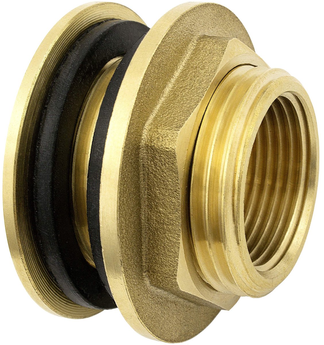 Regenton aansluiting met 2 rubberen afdichtingen - ½ inch messing