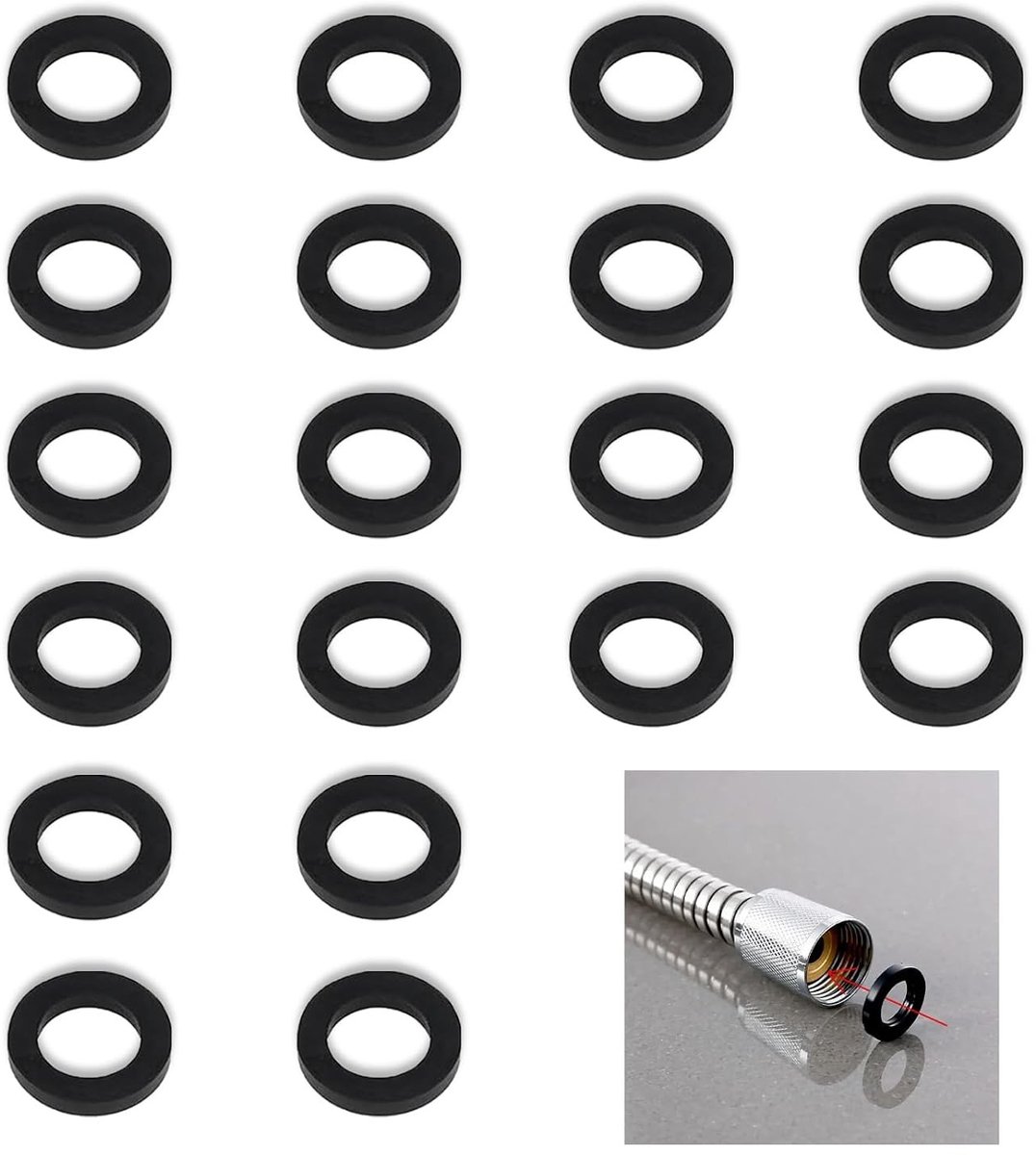 Set van 20 Sealing Rings voor Douchekop, 19 mm Rubber Washers voor Doucheslang en Kranen, Waterdichte O-ringen