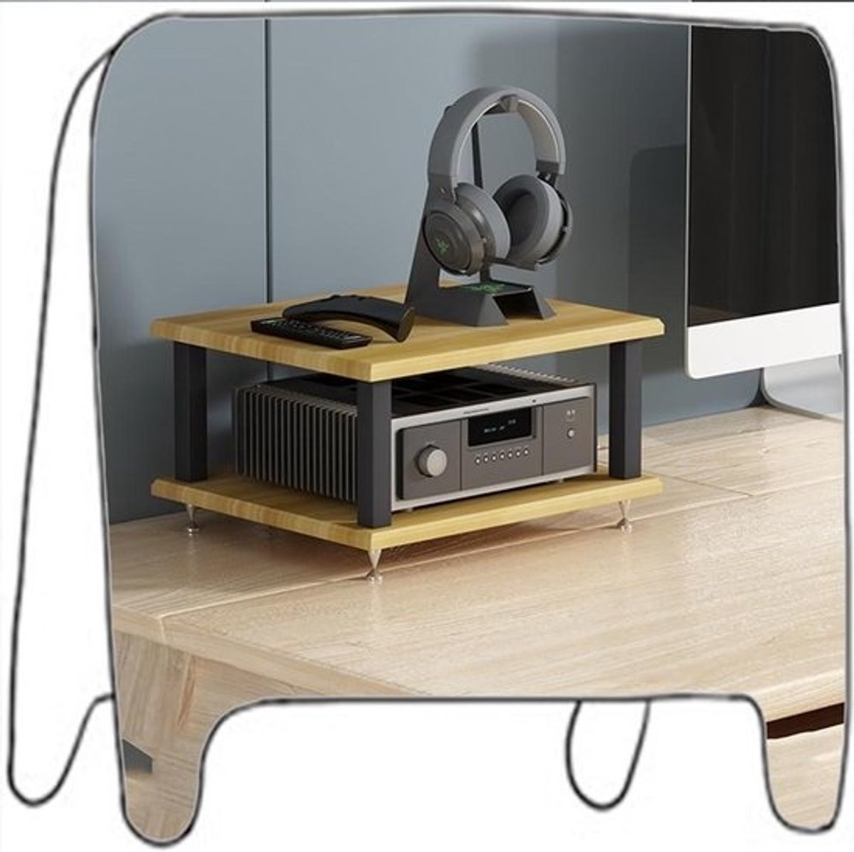 AV Opbergkast - Audiotoren Mediacenter - Muziek Luisteren - Meerlaags Ontwerp - 40 x 35 x 15 cm - Licht Walnoot