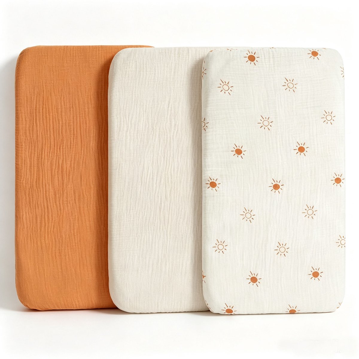 Namajunas - Hoeslakens voor babybedje - 83 x 43 cm - 100% katoen gaas, 3-delige set - Geschikt voor wiegjes, ledikanten en boxen - Kan ook gebruikt worden als luierhoes - Matrasbeschermer - Bloemenpatroon - Cadeau voor pasgeborenen
