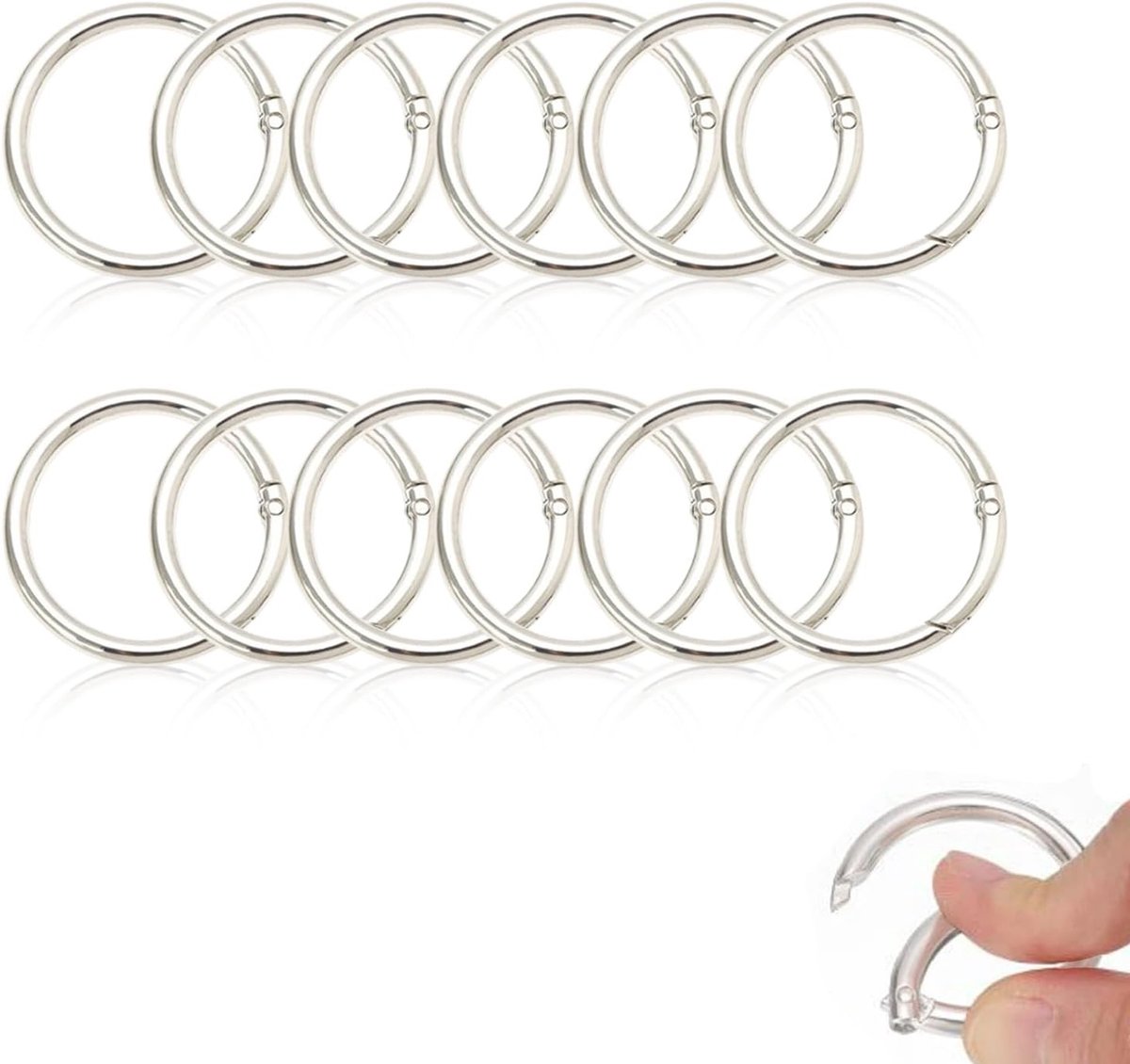 Set van 12 Ronde Karabijnhaken 48mm van Zinklegering - Duurzaam, Lichtgewicht en Multifunctioneel