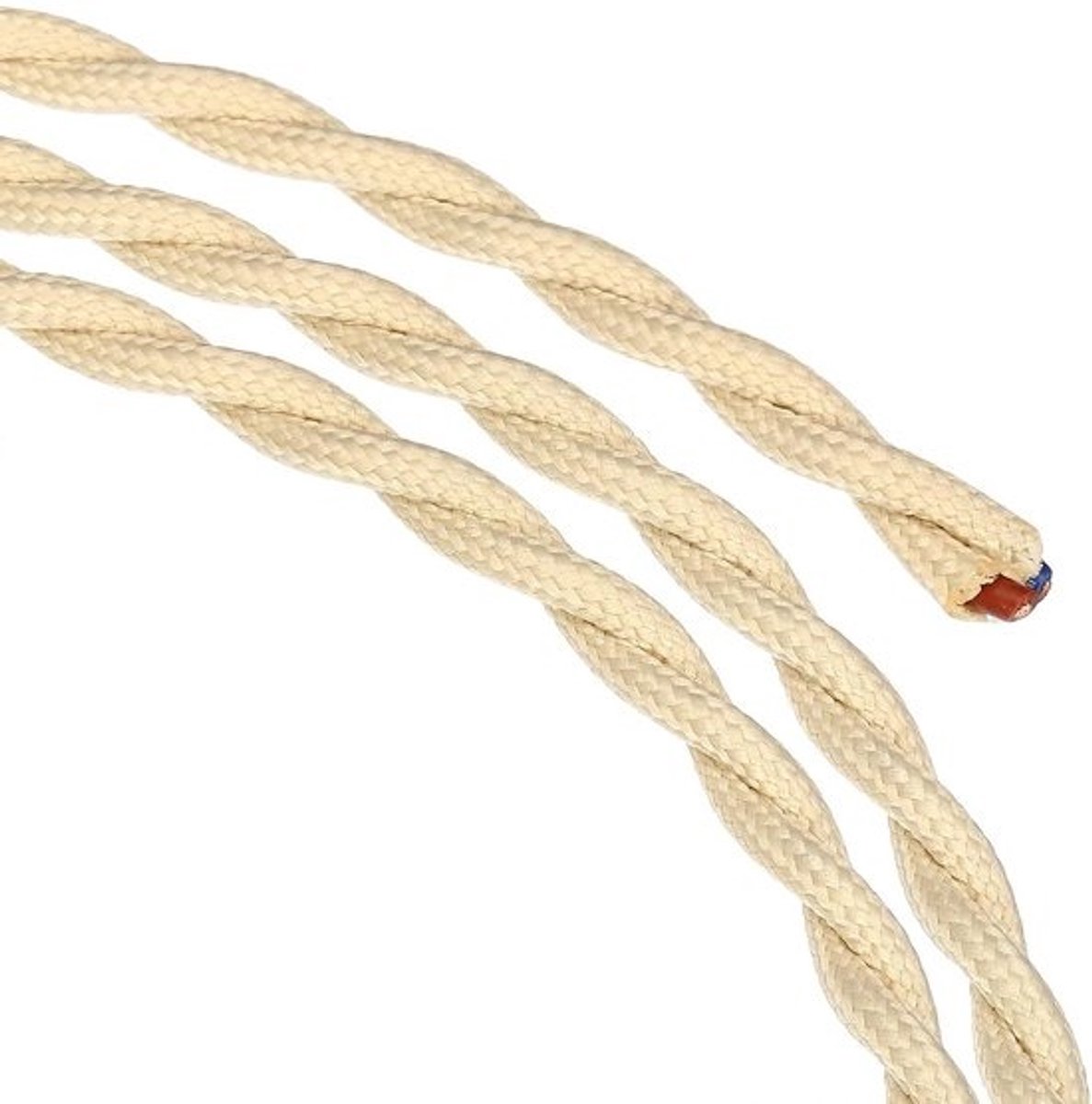 Stoffen Elektriciteitssnoer - Textielsnoer Vintage - Lampen Maken - Gedraaide 2-Kern - 3 Meter - Beige