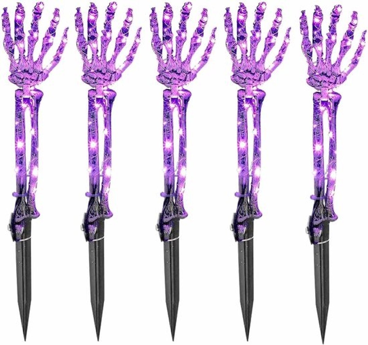 Tuinverlichting Skelet Hand - Grondspot Decoratie - Halloween Versieren - Waterdichte Constructie - 36 x 18 x 10 cm - Paars