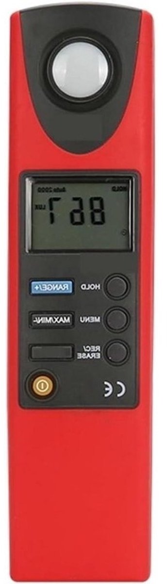 Digitale Lichtmeter - Luxmeter Illuminometer - Lichtmeting - MAX/MIN Modi - 20000 Lux - Rood Grijs