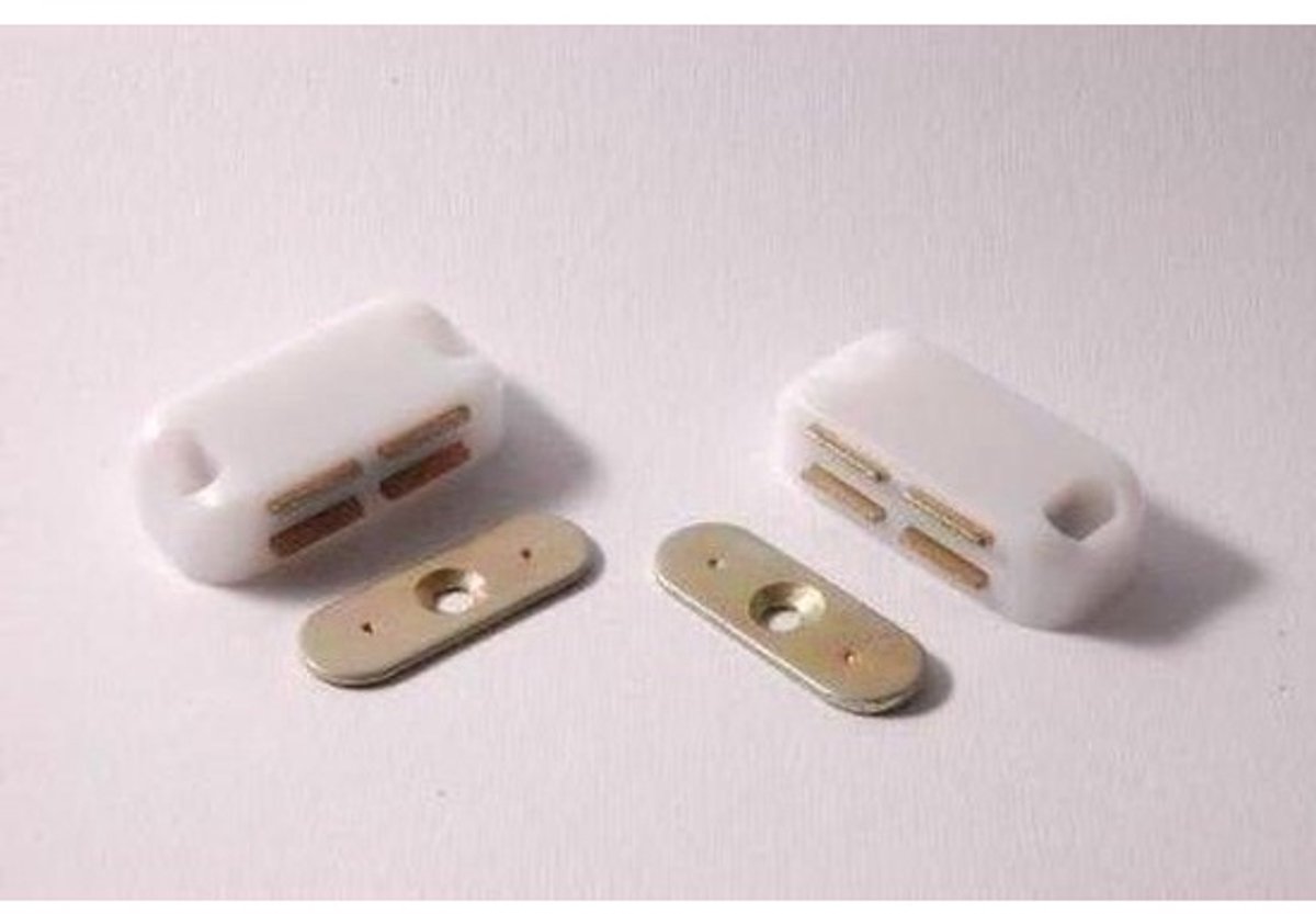 Magnetische Deurvanger - Kastsluiting Deurmagneet - Kasten Sluiten - Dubbele Pakket - Medium - Wit