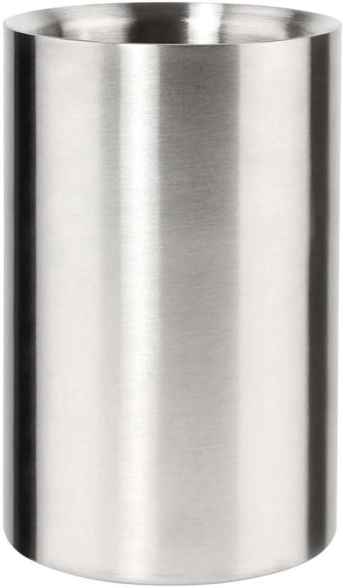 Wijnkoeler RVS - Fleskoeler Champagne - Dranken Koel Houden - Dubbelwandige Isolatie - 19 cm Hoog - Mat Zilver