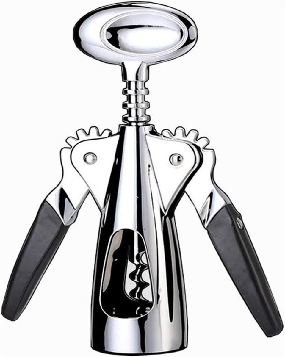 Wijnflesopener - Kurkentrekker Flesopener - Wijn Serveren - Gevleugeld Ontwerp - 19x5cm - Zilver
