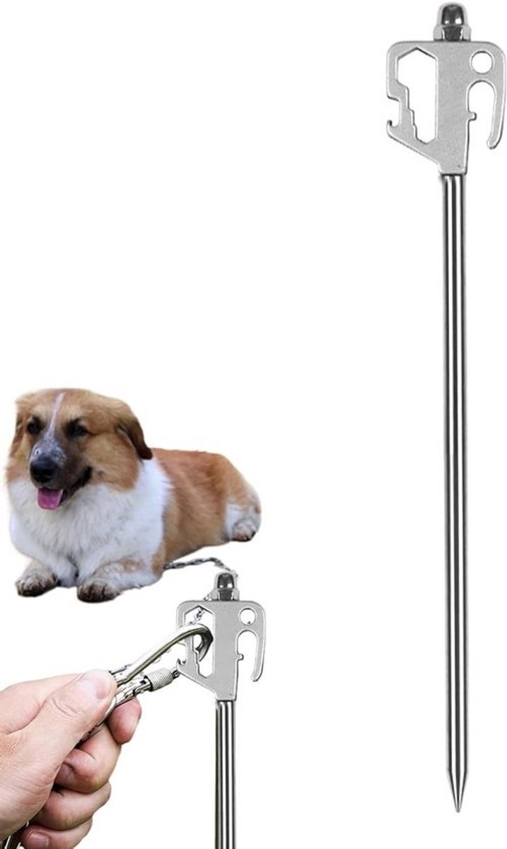 Honden Ankerpaal - Grondanker Hond - Buiten Spelen - 360 Graden Rotatie - 40 cm - Willekeurig