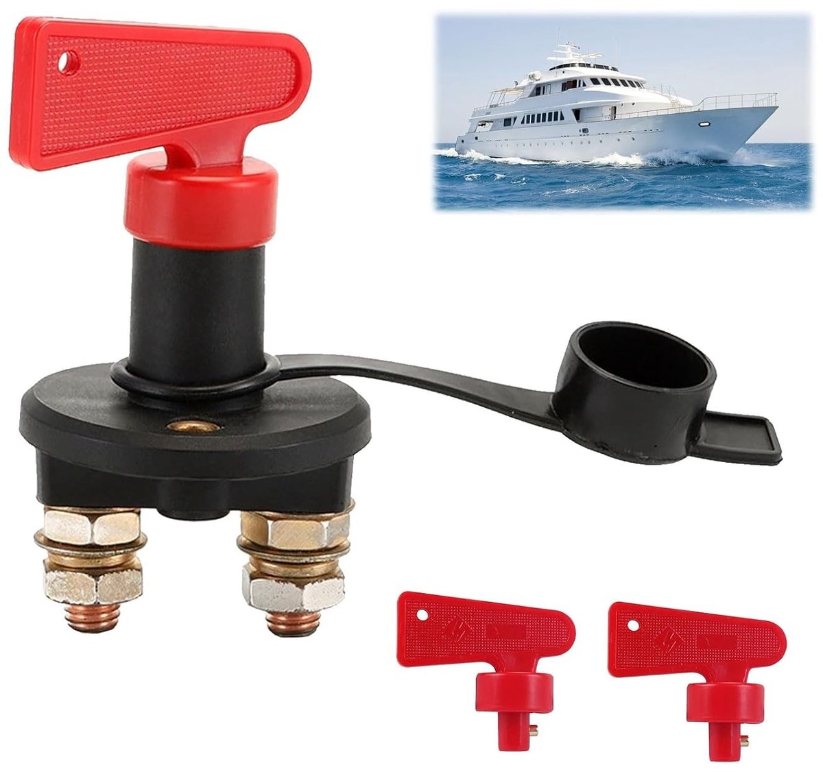 Accuschakelaar 12V met Sleutel, Hoofdisolator voor Auto en Boot, 200A Maximale Stroom voor Elektrische Veiligheid en Efficiëntie