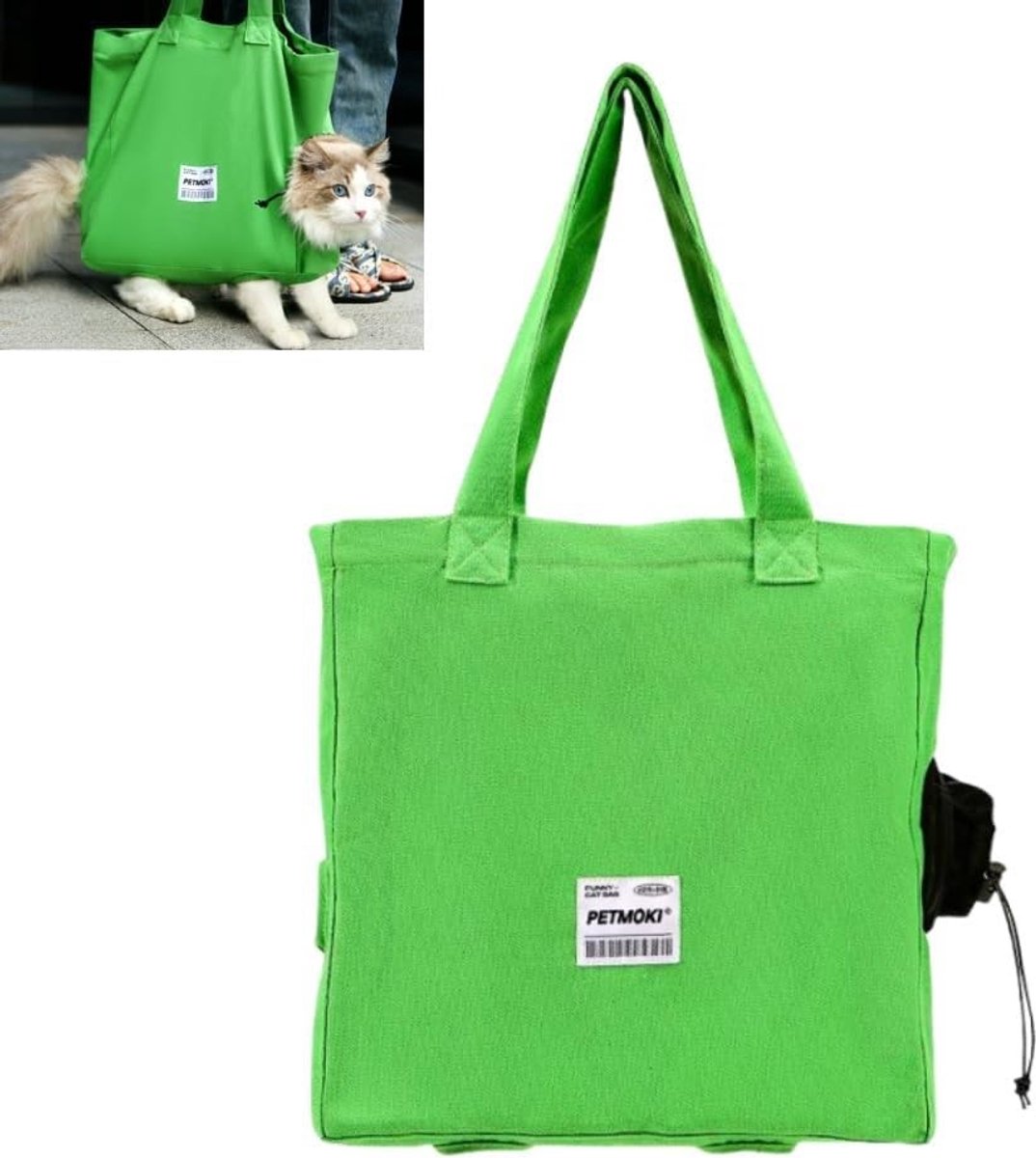 Draagbare Katten Tas voor Transport met Pootgaten, Ideaal voor Kattenliefhebbers en Reizen met Huisdieren (Groen)