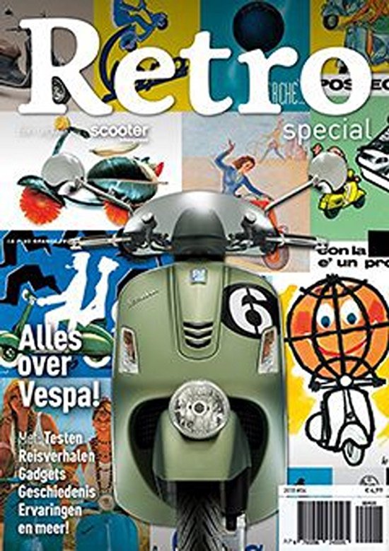 Voorpagina van het tijdschrift Retro Scooter Special met een groene Vespa en tekst 'Alles over Vespa!'