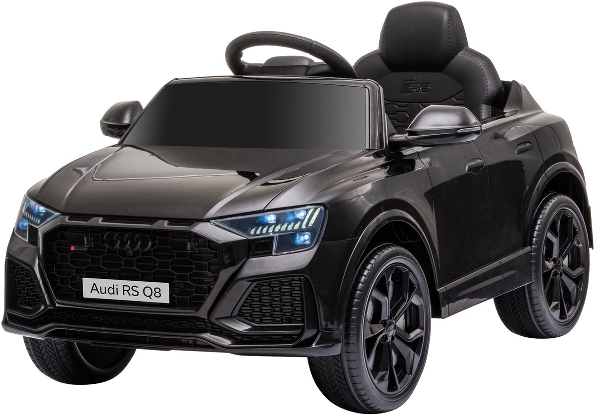 Elektrische kinderauto met Audi RS Q8-licentie, elektrisch voertuig met afstandsbediening, USB, Bluetooth, zwart