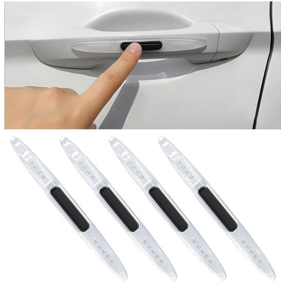 4 stuks deurrandbeschermstickers, autobumpers, beschermstrips, anti-botsing, patch, autodeurbescherming met antistatisch middel (transparant)