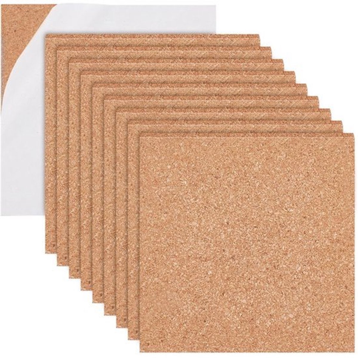 20 Stuks Zelfklevende Kurkplaten 10 x 10 cm - Herbruikbaar en 3,5 mm Dik
