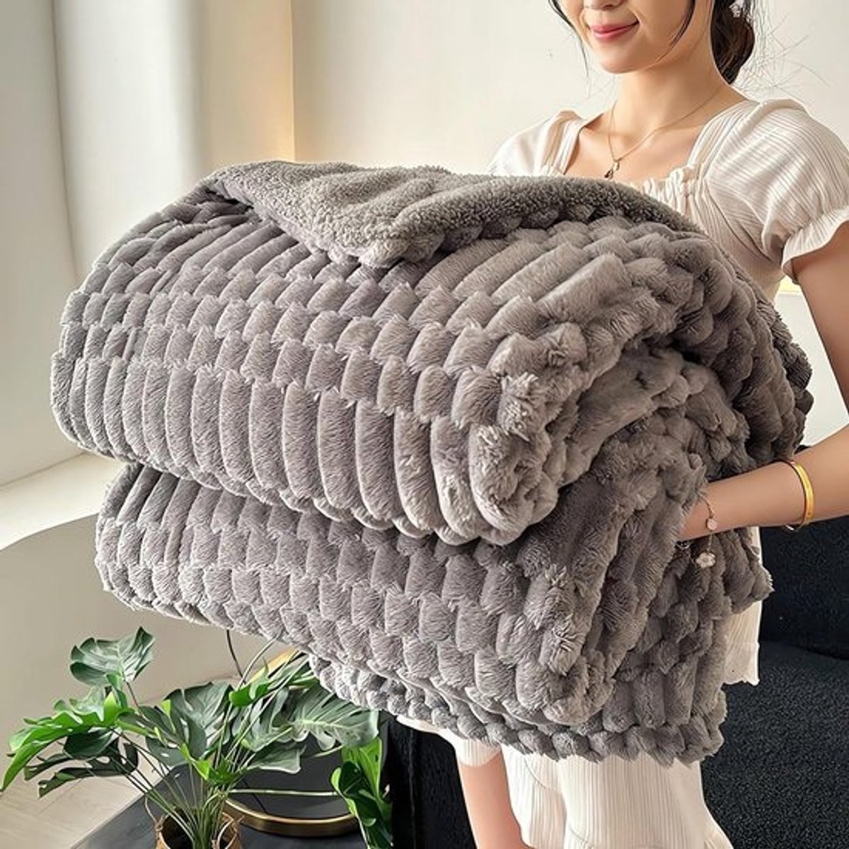 Verzwaarde Deken - Zware Deken - Ontspannen Thuis - Dubbellaags Pluche - 150 x 200 cm - Donkergrijs