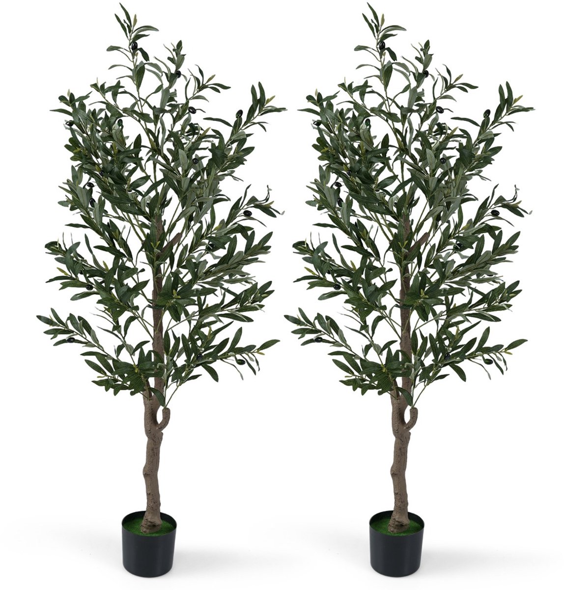 SureDeal® - Kunstplant - Kunstplanten Kunstolijfbomen - Realistische Vruchten - Mos Moderne Kunstbomen - 15x13 cm - Groen + Zwart