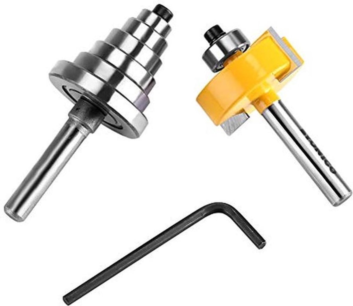 Freesset, 1/2" H - 1/4" schacht sponningfreesset met 7 lagers, opvouwbare aluminium frees, houtbewerkingsgereedschap voor massief hout en multiplex.