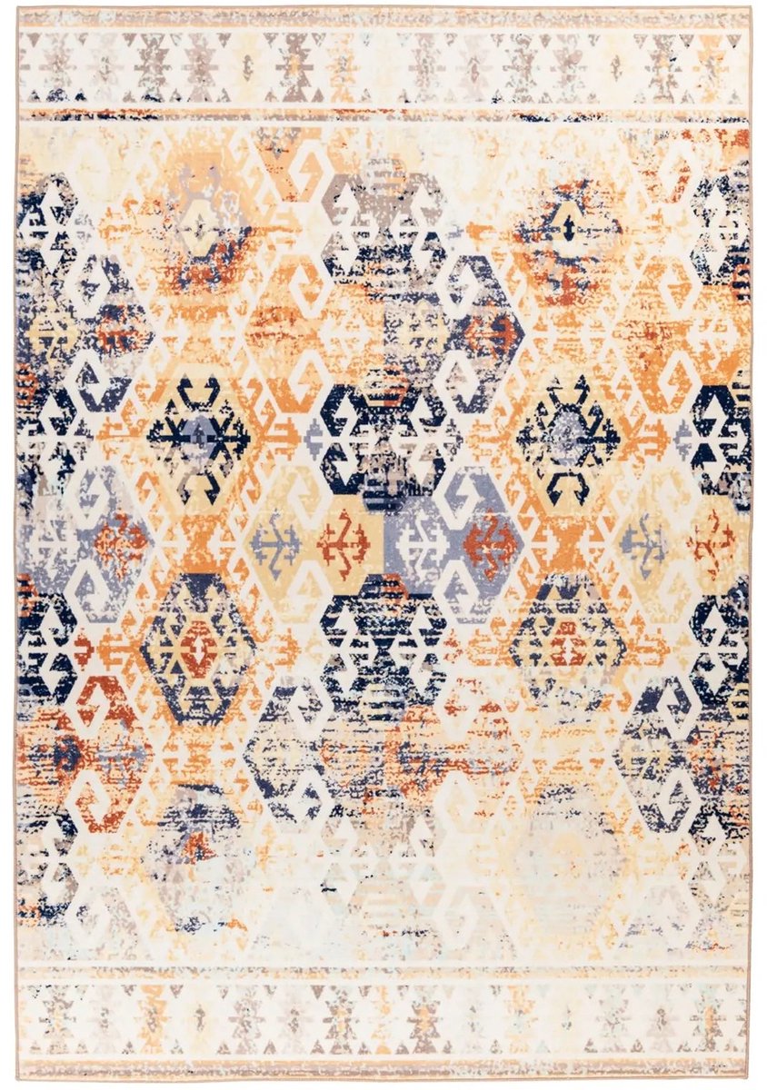Dutch XXL Vintage Vloerkleed | Tapijt | Saphira | Geometrisch | Beige | 200x290 cm